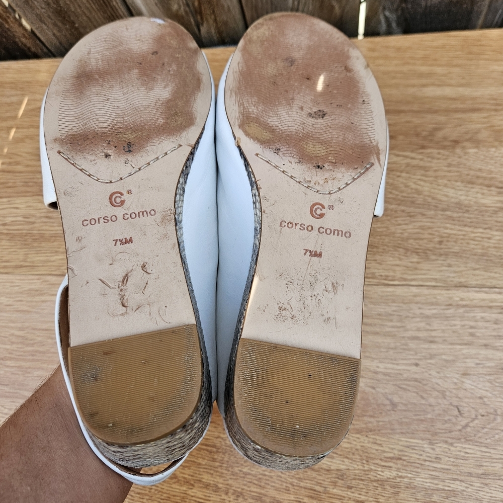 Corso Como Geox Women's White and Brown Wedge Sandals Size 7.5 - Picture 16 of 16